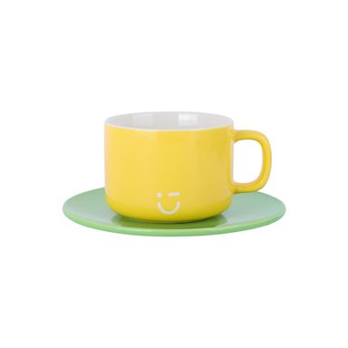 Taza con posavasos rainbow series 210 ml amarillo -  Miniso
