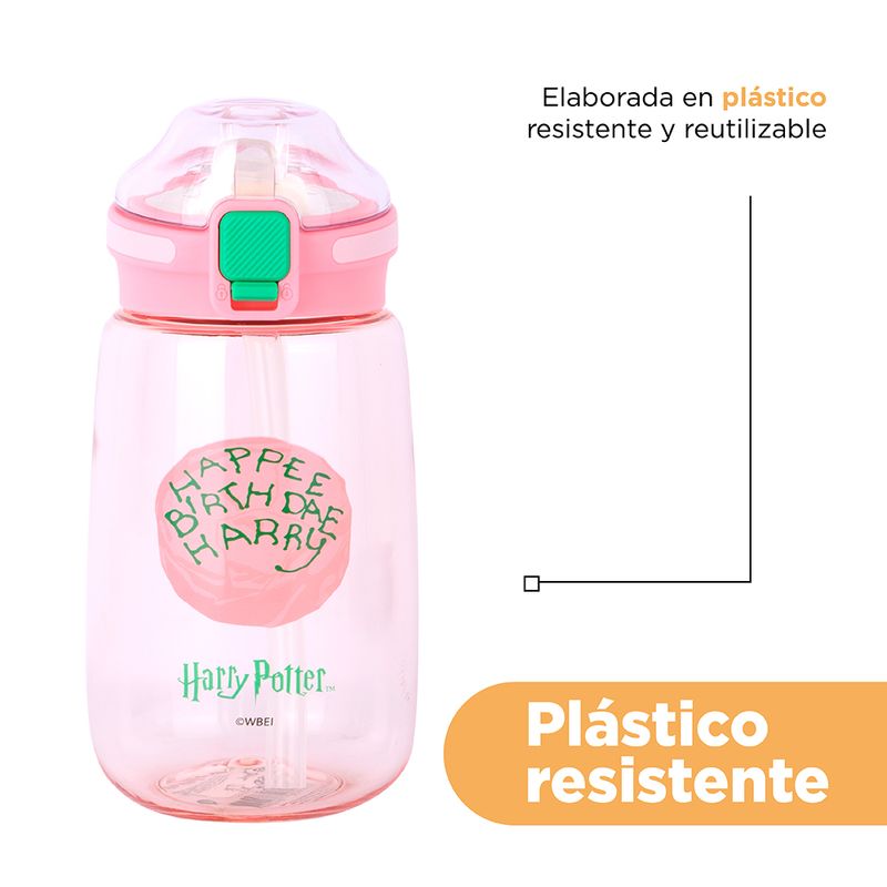 Tomatodo-de-pl-stico-de-harry-potter-con-tapa-abatible-autom-tica-580-ml-rosa-Harry-Potter-6-24386