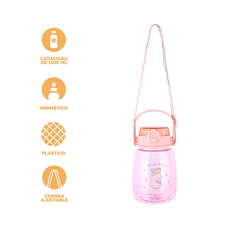 Botella-de-pl-stico-con-correa-1300ml-hello-kitty-serie-sanrio-durazno-Sanrio-4-23929
