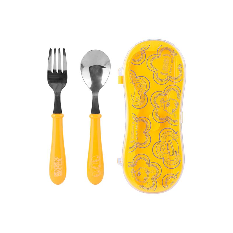 Juego-de-cubiertos-de-tenedor-y-cuchara-amarillo-serie-dundun-Miniso-1-23324