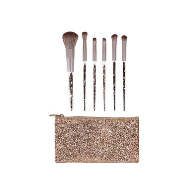Brochas de maquillaje con bolsa con cremallera 6 piezas doradas -  Miniso