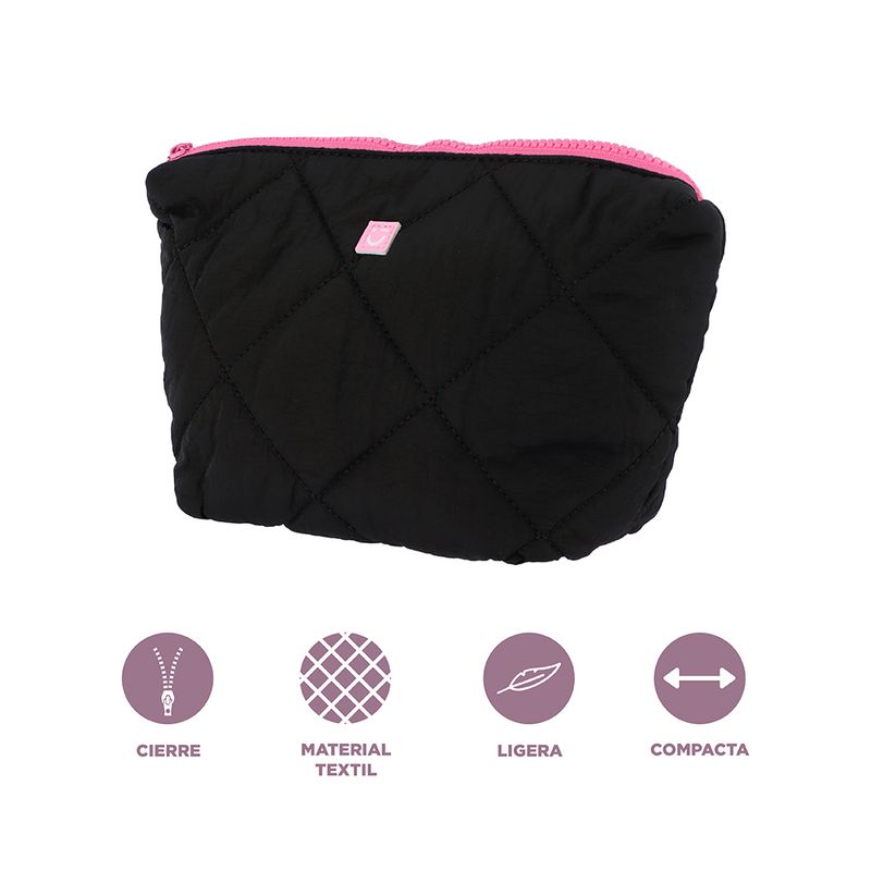 Cosmetiquera-miniso-acolchada-rombos-negro-Miniso-3-23136