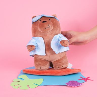 Peluche 28 cm de grizzly con tabla de surf serie wbb -  We Bare Bears