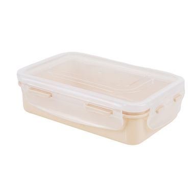 Contenedor rectangular de plástico para comida 350ml beige blanco -  Miniso