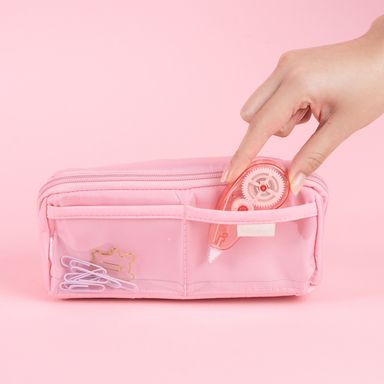 Cartuchera grande 19.5x7.5x8cm rosa serie miniso -  Miniso