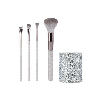 Juego de brochas de maquillaje con soporte 4 piezas gris -  Miniso