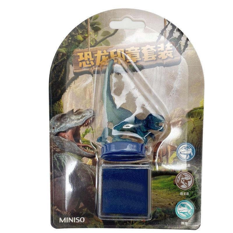 Set-de-escritorio-llavero-sello-velociraptor-serie-dinosaurios-Miniso-1-24820