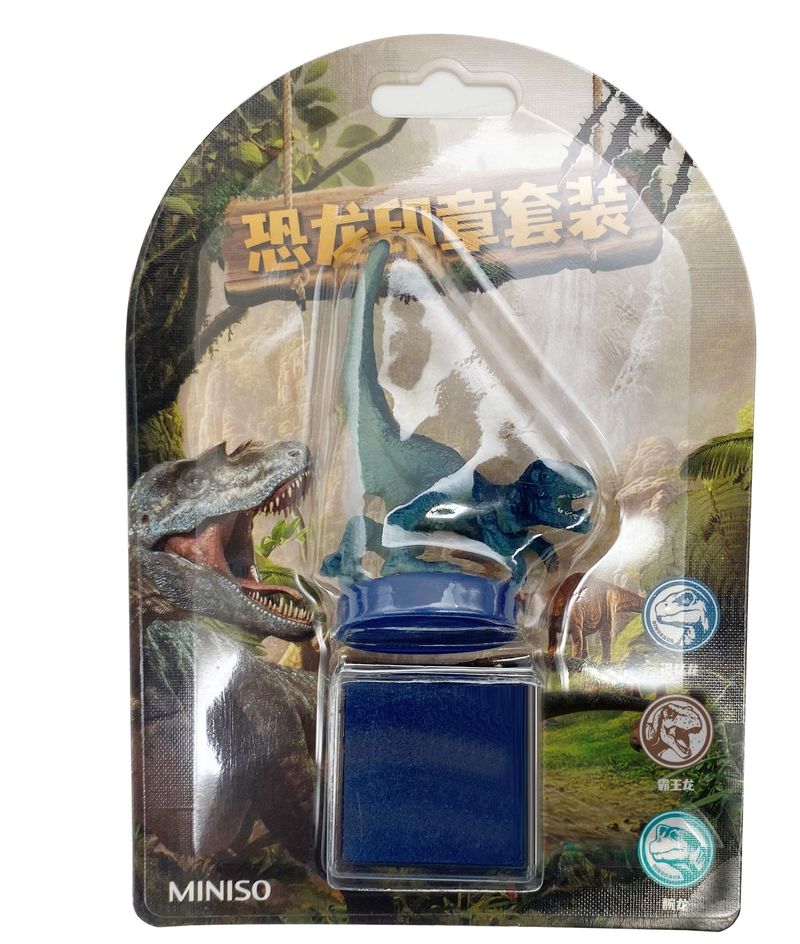 Set-de-escritorio-llavero-sello-velociraptor-serie-dinosaurios-Miniso-1-24820