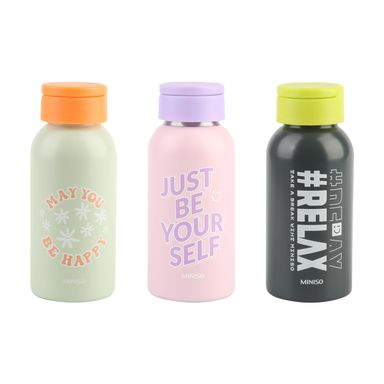 Vaso de acero con asa con diseño de letras 350 ml colores mixtos -  Miniso