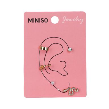 Set de aretes miniso earcuff serpiente strass 5 piezas -  Miniso