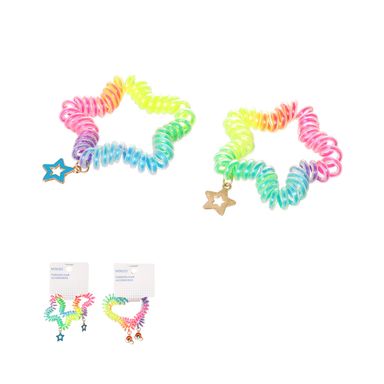 Ligas para cabello en espiral miniso arcoíris estrella y corazón -  Miniso