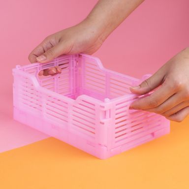 Organizador de plástico plegable serie rayas S rosa -  Miniso
