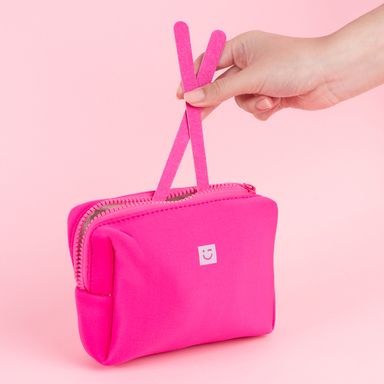Cosmetiquera miniso tela tipo esponja rosa -  Miniso