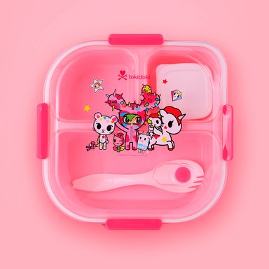 Contenedor para alimentos colección tokidoki caja bento de 3 compartimentos 1200 ml rosa -  Tokidoki