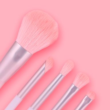 Juego de brochas de maquillaje con bolsa de almacenamiento 5 piezas rosa -  Miniso