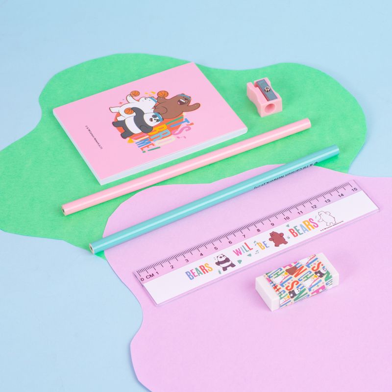 Set-de-escritorio-a-bloc-de-notas-40-hojas-borrador-sacapuntas-regla-l-piz-x2-serie-wbb-We-Bare-Bears-5-25485