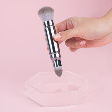 Brocha de maquillaje retráctil de doble punta gris -  Miniso