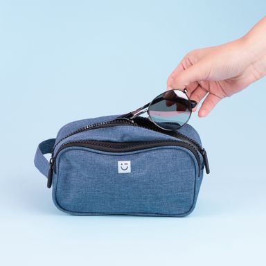 Cosmetiquera miniso unisex doble compartimento azul -  Miniso