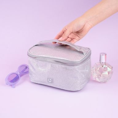Cosmetiquera tipo neceser miniso serie moon stars glitter plata -  Miniso