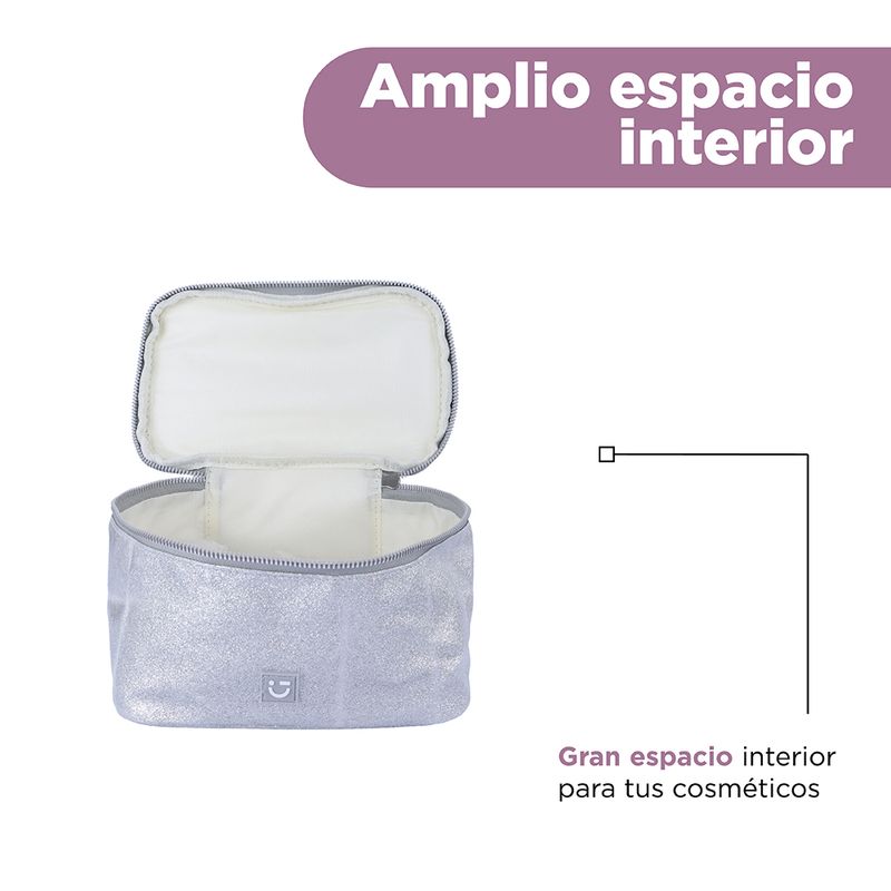 Cosmetiquera-tipo-neceser-miniso-serie-moon-stars-glitter-plata-Miniso-5-25589