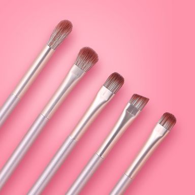 Juego de brochas de maquillaje de ojos portátiles con soporte 5 piezas dorado -  Miniso