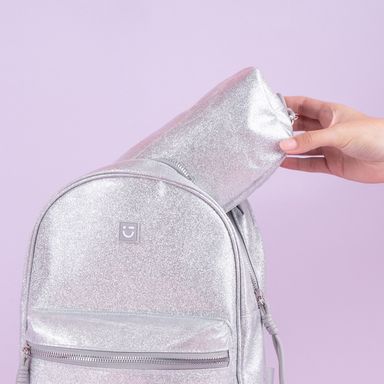 Cosmetiquera miniso serie moon stars glitter plata -  Miniso