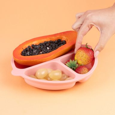 Tazón de silicona de color solido con 3 compartimentos rosa -  Miniso