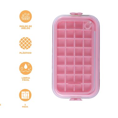 Molde bandeja grande para cubitos de hielo rosa -  Miniso
