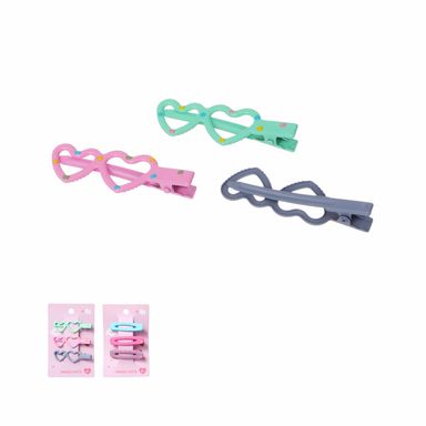 Set de broches para cabello miniso serie colorful dots corrazones y rectangulos 3 pzas -  Miniso