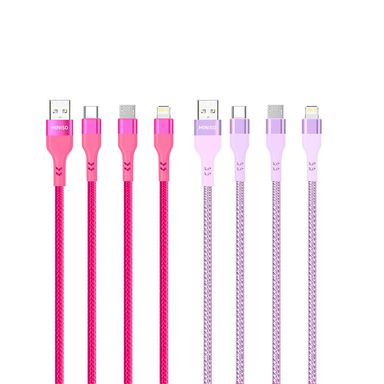 Cable de carga trenzado tres en uno lightning arcoiris miniso -  Miniso