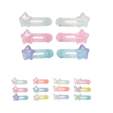 Set de broches para cabello miniso estrellas y corazones holográfico 3 pzas -  Miniso