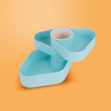 Organizador de plástico giratorio de 3 compartimentos color azul serie miniso -  Miniso