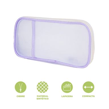 Cartuchera de malla 23x11x2cm morado serie miniso -  Miniso