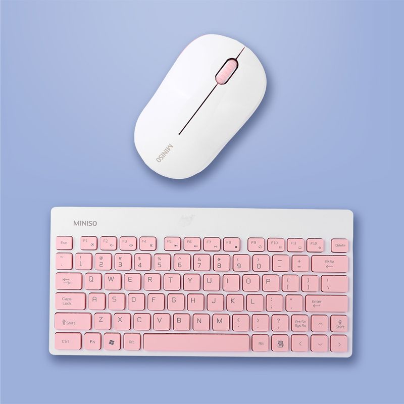 Set-de-teclado-y-mouse-inal-mbrico-blanco-rosa-Miniso-4-6113