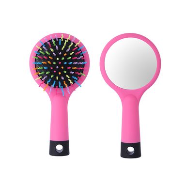 Cepillo plano para cabello con espejo y puntas de colores rosa modelos mixtos - Miniso