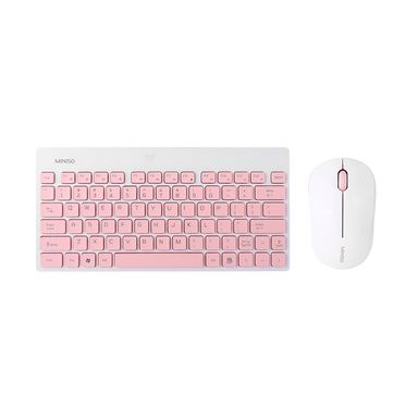 Set de teclado y mouse inalámbrico blanco/rosa  - Miniso