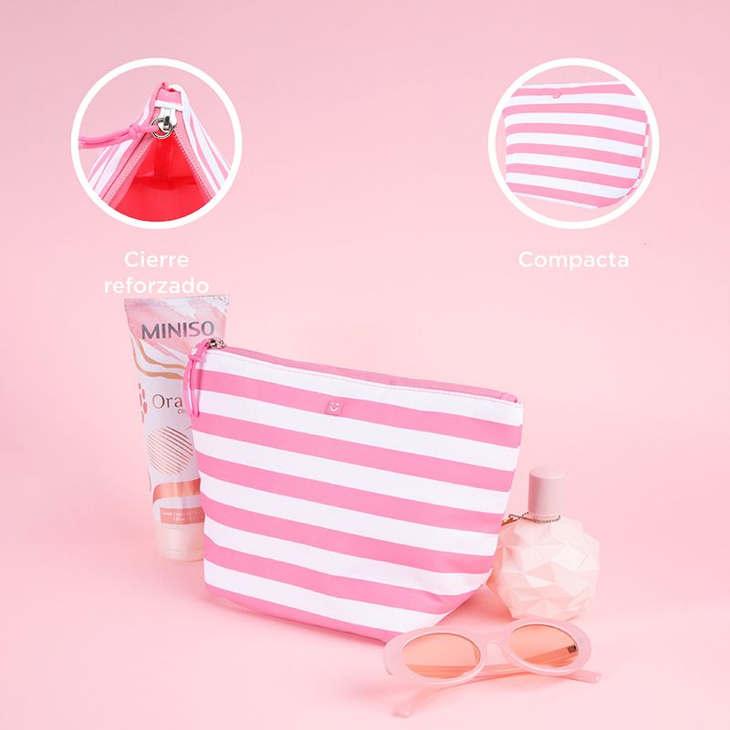 Cosmetiquera-miniso-forma-trapecio-serie-rayas-rosa-Miniso-6-25871