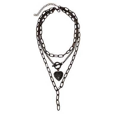 Collar miniso serie dark multicadena corazón cool -  Serie Dark