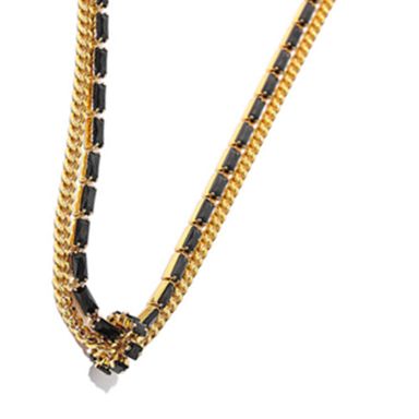 Collar miniso serie dark multicadena con strass negro -  Serie Dark