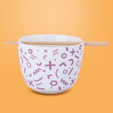 Tazón para rámen de cerámica para fideos con palillos 1150ml morado serie miniso -  Miniso