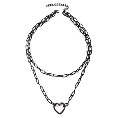 Collar miniso serie dark multicadena corazón -  Serie Dark