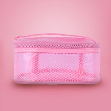 Cosmetiquera tipo neceser miniso red plastificada rosa -  Miniso