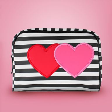 Cosmetiquera miniso rayas con corazones -  Miniso