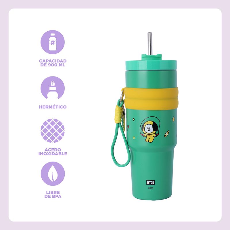 Tomatodo-colecci-n-bt21-de-doble-pared-con-funda-y-sorbete-900-ml-chimmy-verde-BT21-3-26317