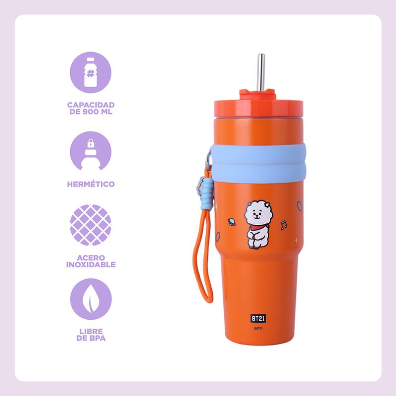 Tomatodo-de-acero-de-doble-pared-colecci-n-bt21-con-funda-y-pajita-900ml-rj-BT21-3-26318