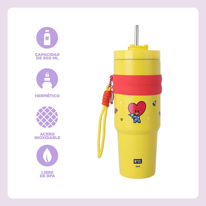 Tomatodo-colecci-n-bt21-de-doble-pared-con-funda-y-sorbete-900-ml-tata-amarillo-BT21-3-26322