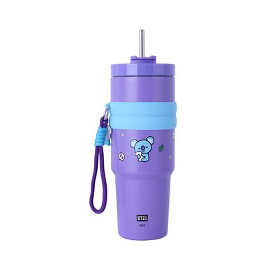 Tomatodo colección bt21 de doble pared con funda y sorbete 900 ml koya morado -  BT21