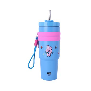 Tomatodo colección bt21 de doble pared con funda y sorbete 900 ml cooky azul -  BT21