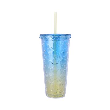 Tomatodo de plástico colección colorida brillante con correa 680 ml azul y amarillo -  Miniso