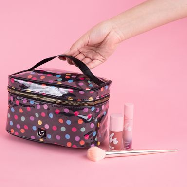 Cosmetiquera tipo neceser miniso serie puntos de colores -  Miniso